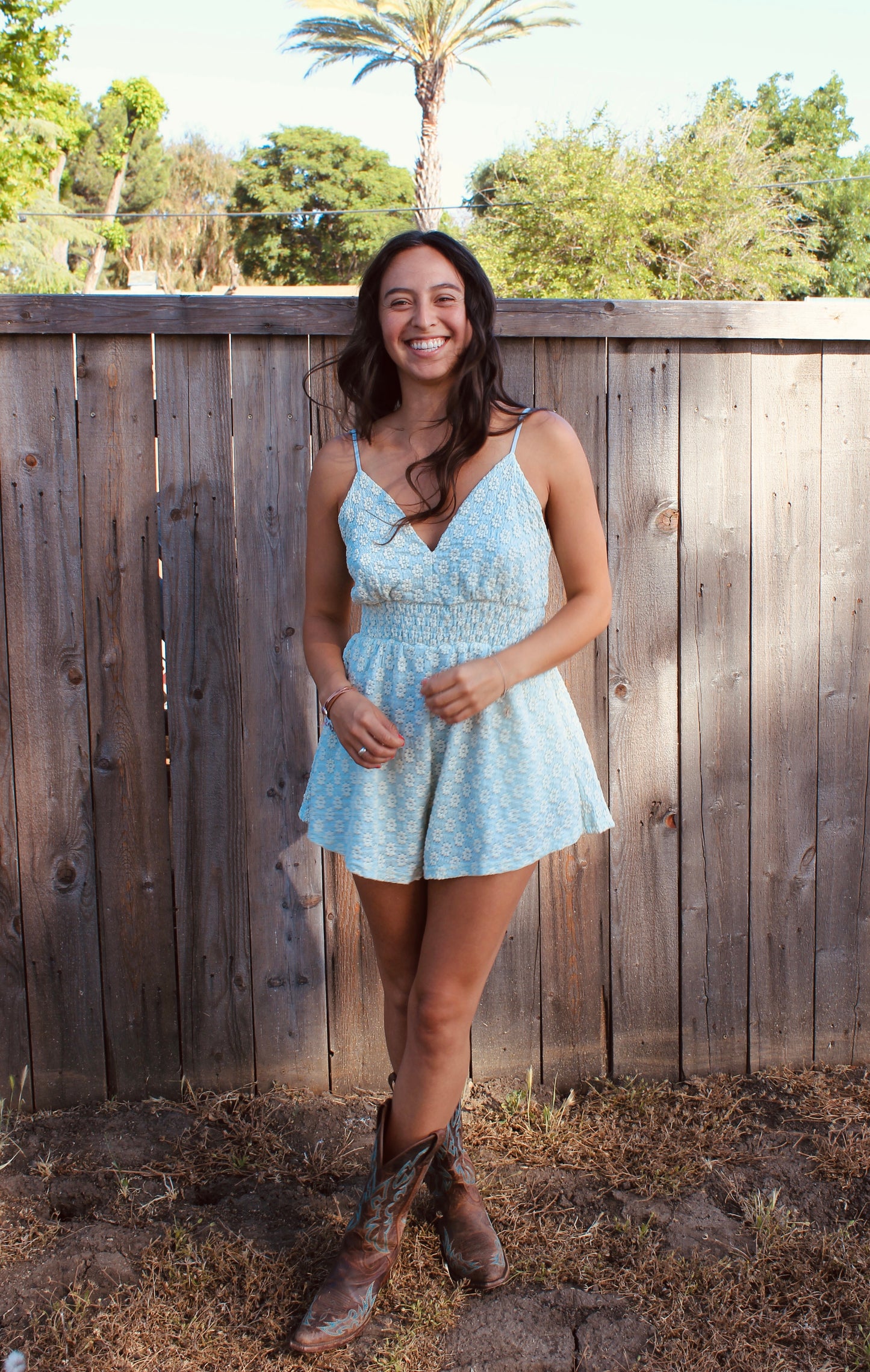 Light Blue Floral Romper