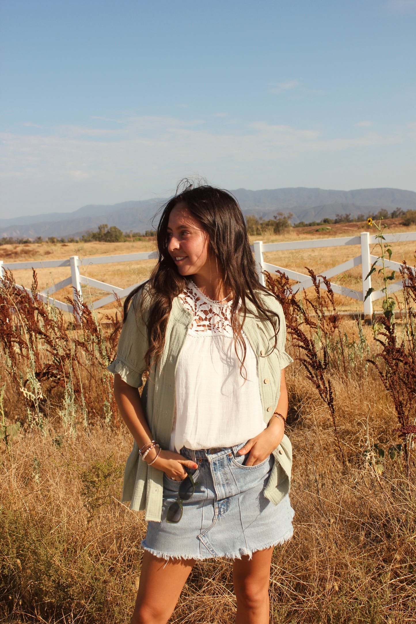 Sage Button Up Blouse