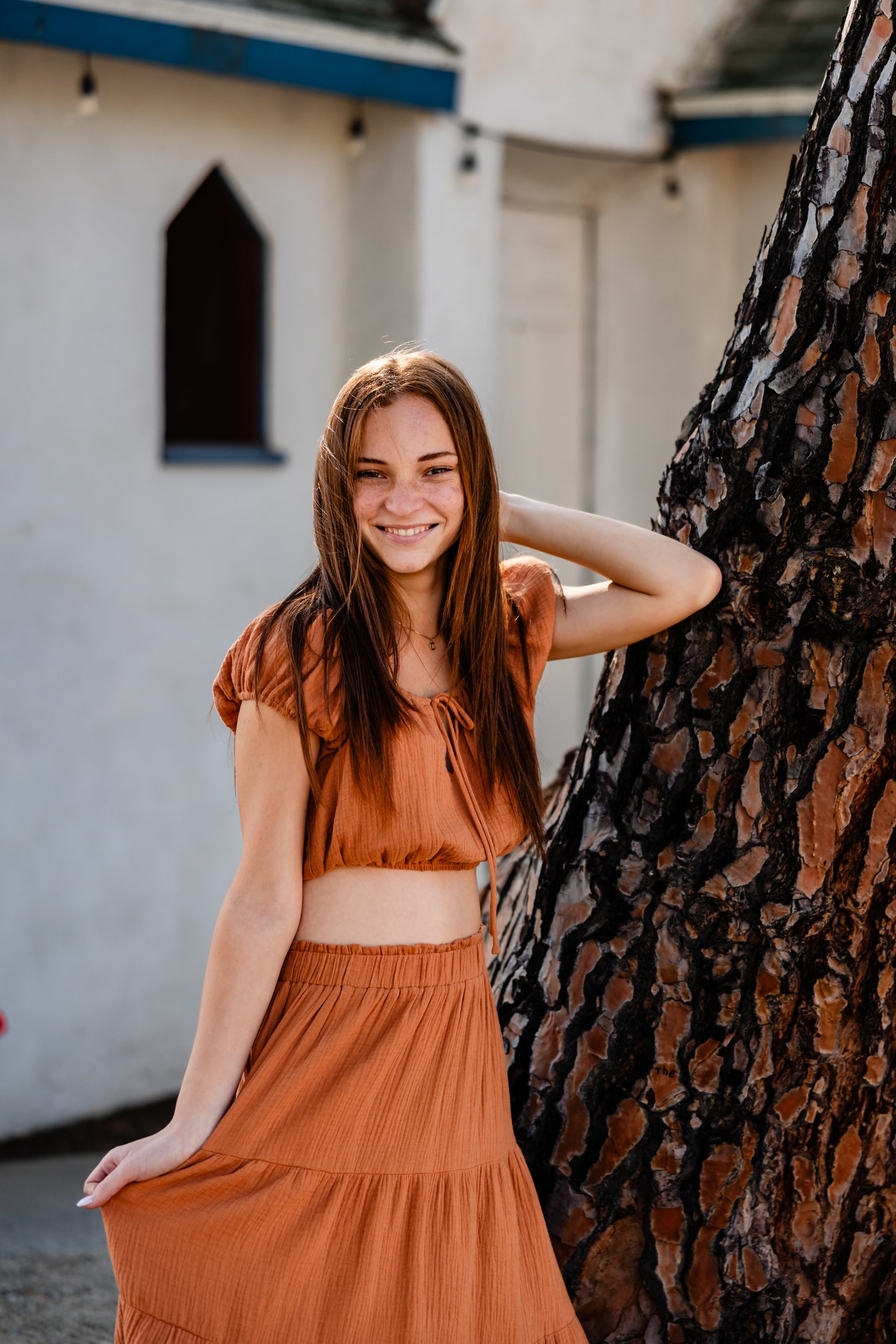 Puff sleeve cropped woven top