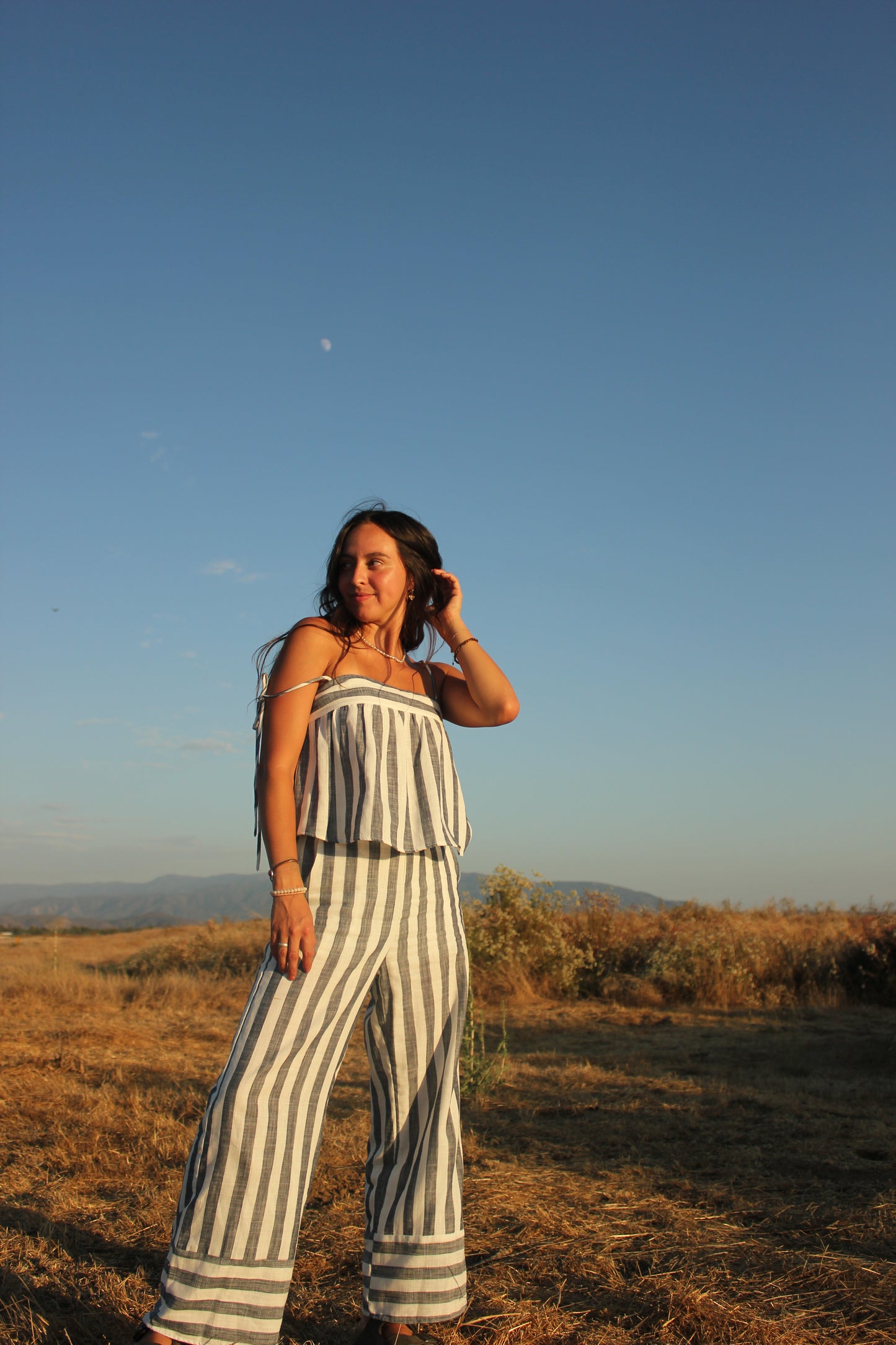 White Navy Striped Tank