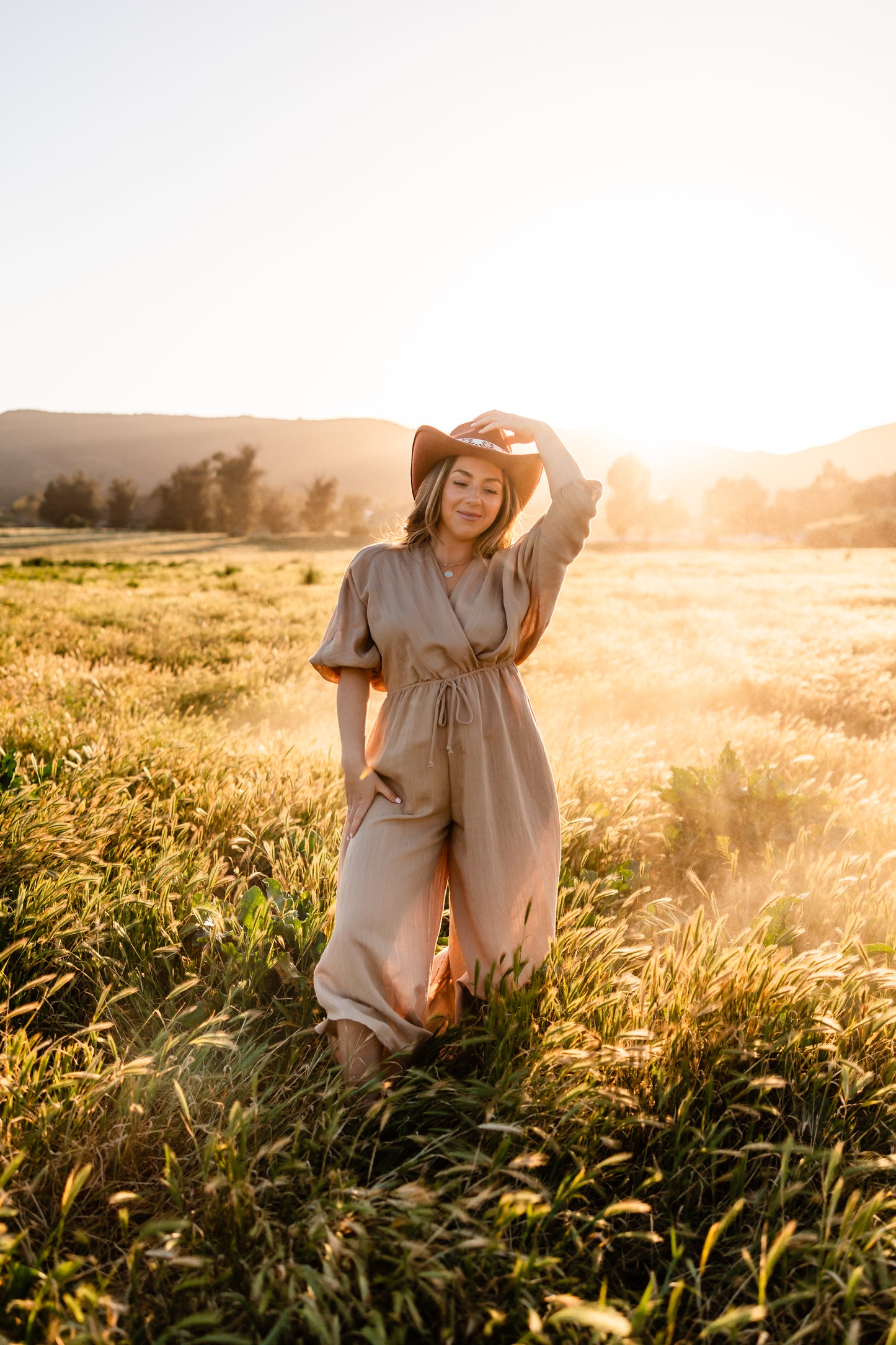 Tawny Brown Back Tie Romper