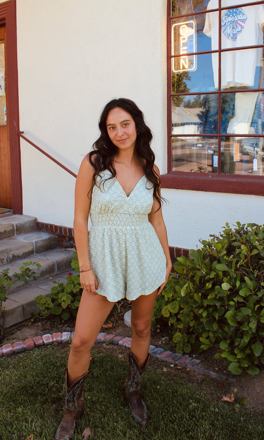 Light Blue Floral Romper